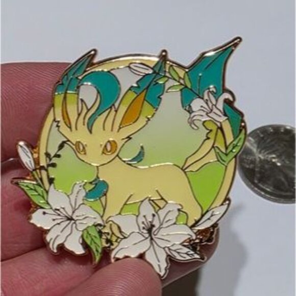 Leafeon Lily Blossom Pokémon Enamel Pin – Grass Type Nature’s Beauty - Picture 2 of 4